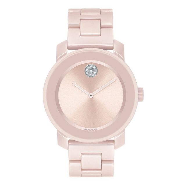 Ladies' Movado Bold®Crystal Accent Rose-Tone Ceramic Watch (Model: 3600536)|Peoples Jewellers