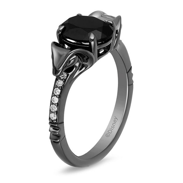 Enchanted Disney Villains Jafar Oval Onyx and 0.069 CT. T.W. Diamond Snake Ring in Sterling Silver with Black Rhodium|Peoples Jewellers