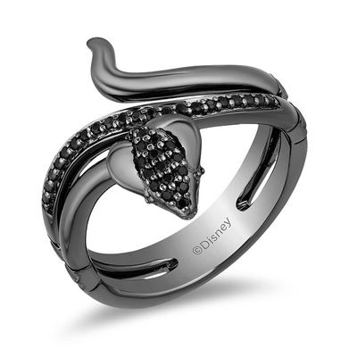 Enchanted Disney Villains Jafar 0.20 CT. T.W. Black Diamond Snake Ring in Sterling Silver with Black Rhodium|Peoples Jewellers