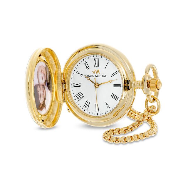 Ladies' James Michael Gold-Tone Pocket Watch Pendant with White Dial (Model: WPA181008C)|Peoples Jewellers