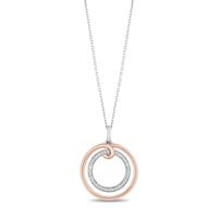 Hallmark Diamonds Family 0.10 CT. T.W. Diamond Circle Pendant in Sterling Silver and 10K Rose Gold|Peoples Jewellers