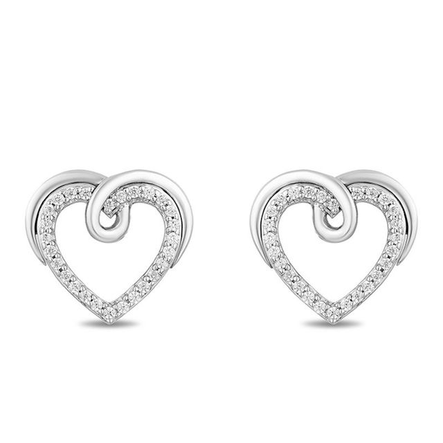 Hallmark Diamonds Love 0.13 CT. T.W. Diamond Heart Stud Earrings in Sterling Silver|Peoples Jewellers