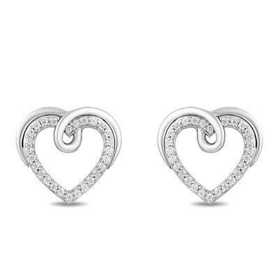 Hallmark Diamonds Love 0.13 CT. T.W. Diamond Heart Stud Earrings in Sterling Silver|Peoples Jewellers