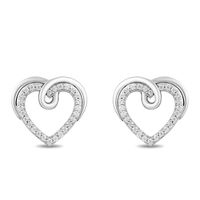 Hallmark Diamonds Love 0.13 CT. T.W. Diamond Heart Stud Earrings in Sterling Silver|Peoples Jewellers