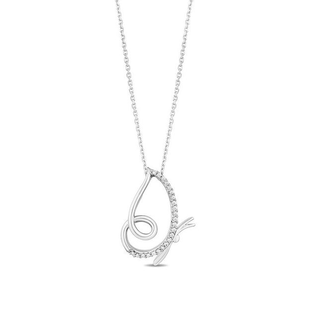 Hallmark Diamonds Inspiration 0.10 CT. T.W. Diamond Butterfly Profile Pendant in Sterling Silver|Peoples Jewellers