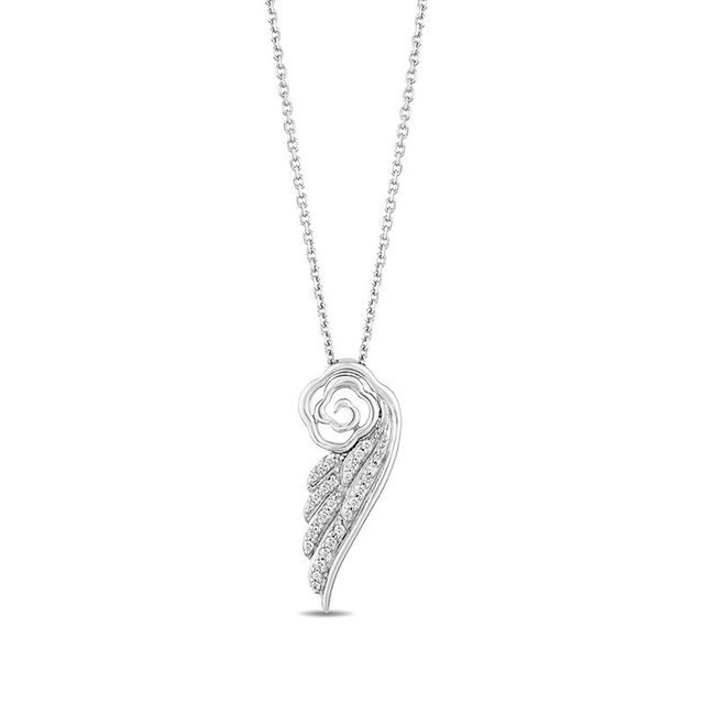 Hallmark Diamonds Inspiration 0.10 CT. T.W. Diamond Wing Pendant in Sterling Silver|Peoples Jewellers