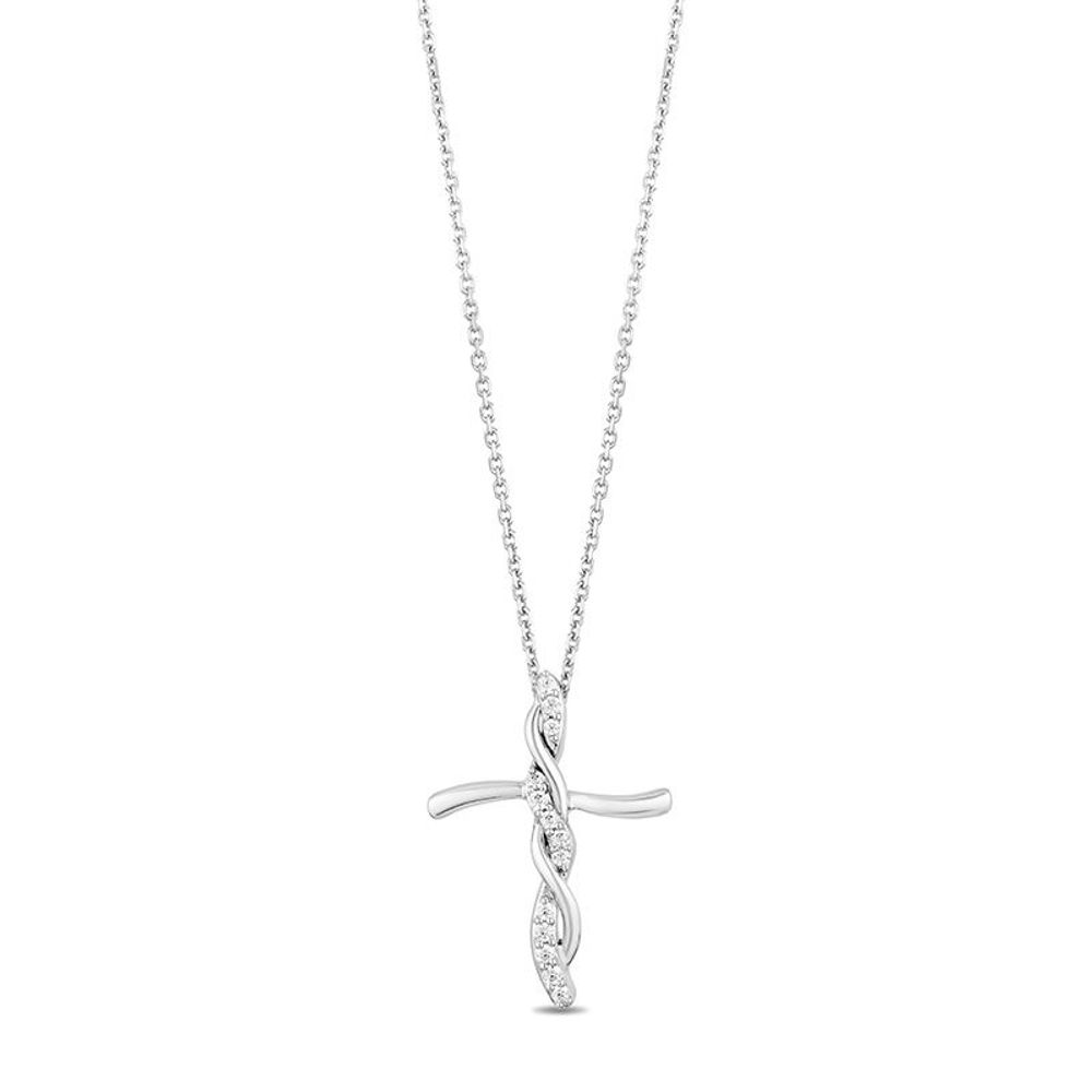 Hallmark Diamonds Faith 0.10 CT. T.W. Diamond Cross Pendant in Sterling Silver|Peoples Jewellers