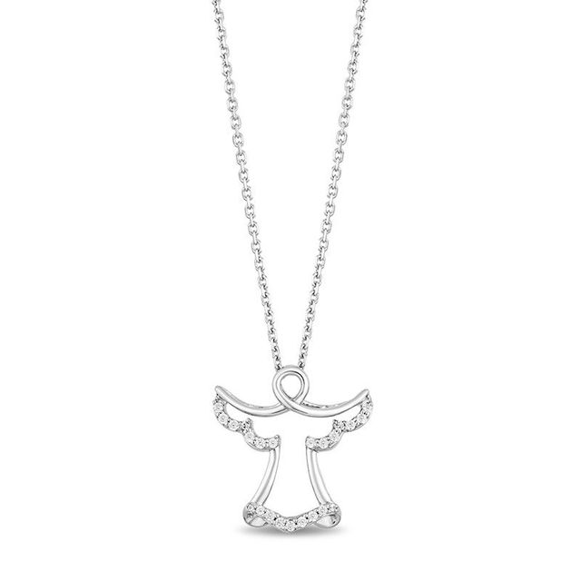 Hallmark Diamonds Faith 0.04 CT. T.W. Diamond Angel Pendant in Sterling Silver|Peoples Jewellers