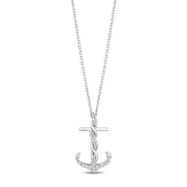 Hallmark Diamonds Inspiration 0.14 CT. T.W. Diamond Anchor Pendant in Sterling Silver|Peoples Jewellers