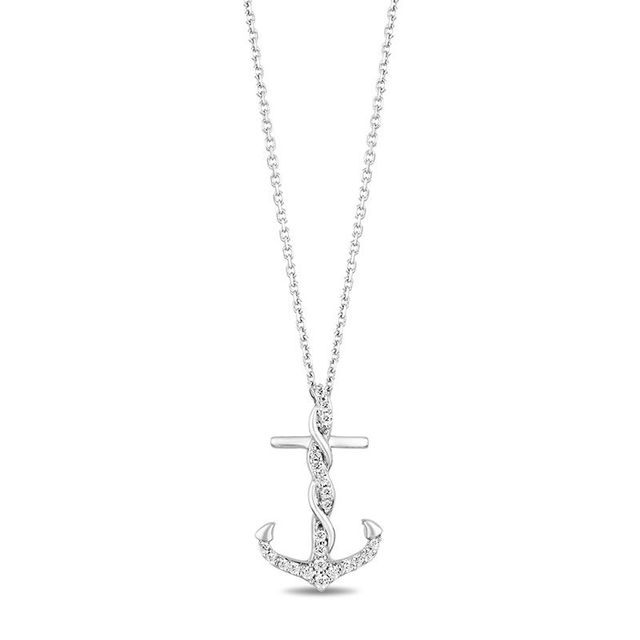 Hallmark Diamonds Inspiration 0.14 CT. T.W. Diamond Anchor Pendant in Sterling Silver