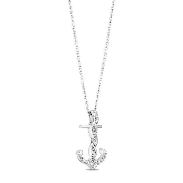 Hallmark Diamonds Inspiration 0.14 CT. T.W. Diamond Anchor Pendant in Sterling Silver|Peoples Jewellers