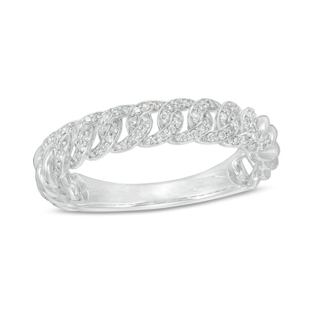 0.15 CT. T.W. Diamond Curb Link Ring in Sterling Silver