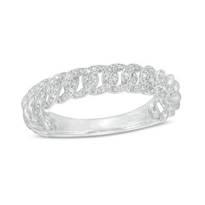 0.15 CT. T.W. Diamond Curb Link Ring in Sterling Silver|Peoples Jewellers