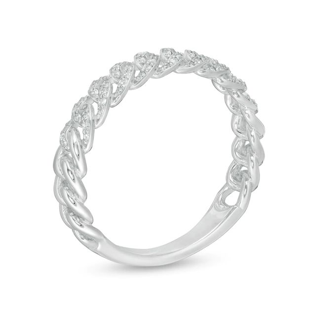 0.15 CT. T.W. Diamond Curb Link Ring in Sterling Silver