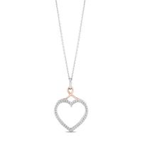 Hallmark Diamonds Love 0.20 CT. T.W. Diamond Heart with Ribbon Pendant in Sterling Silver and 10K Rose Gold|Peoples Jewellers