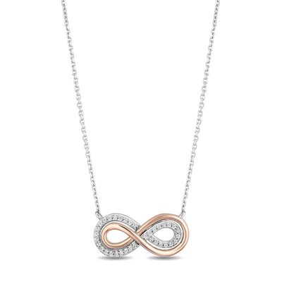 Hallmark Diamonds Gratitude 0.10 CT. T.W. Diamond Infinity Necklace in Sterling Silver and 10K Rose Gold|Peoples Jewellers