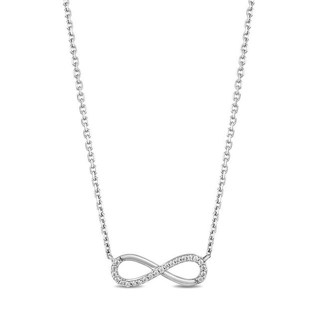 Hallmark Diamonds Gratitude 0.10 CT. T.W. Diamond Sideways Infinity Necklace in Sterling Silver