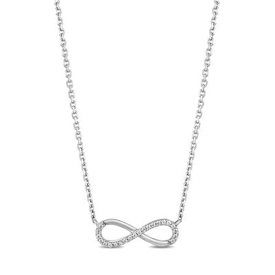 Hallmark Diamonds Gratitude 0.10 CT. T.W. Diamond Sideways Infinity Necklace in Sterling Silver|Peoples Jewellers