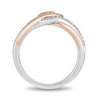 Hallmark Diamonds Love 0.10 CT. T.W. Diamond Heart Ring in Sterling Silver and 10K Rose Gold|Peoples Jewellers