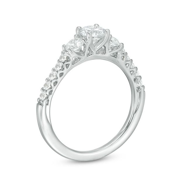 1.75 CT. T.W. Certified Canadian Diamond Three Stone Engagement Ring in 14K White Gold (I/I1)|Peoples Jewellers