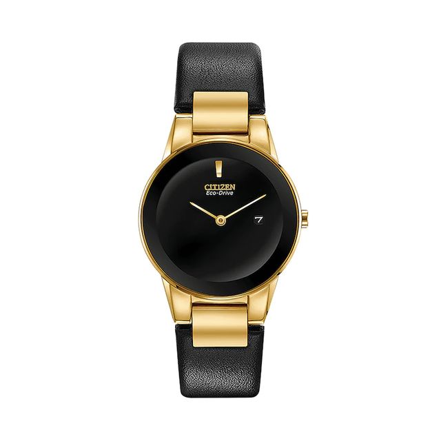 citizen eco drive watch black and gold