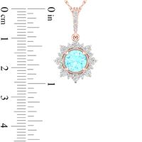 5.0mm Aquamarine and 0.08 CT. T.W. Diamond Sun Frame Vintage-Style Pendant in 10K Rose Gold|Peoples Jewellers