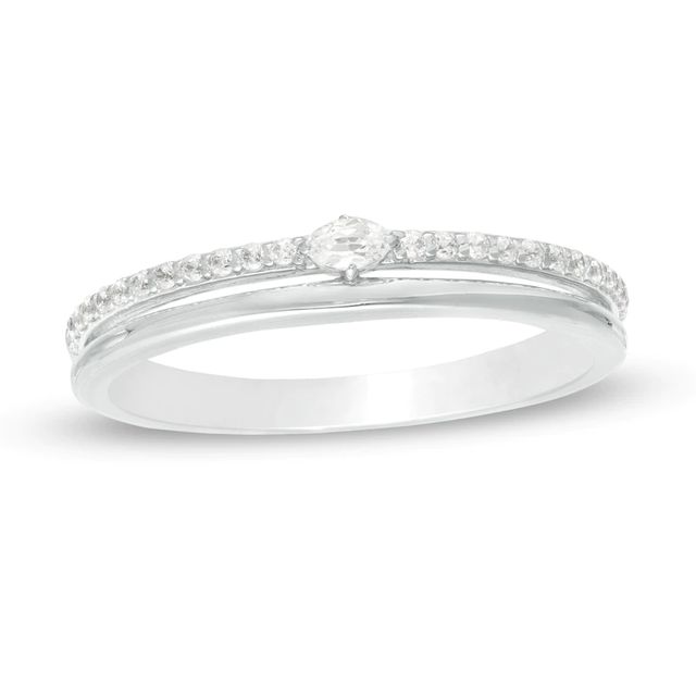 0.18 CT. T.W. Oval Diamond Double Row Anniversary Band in 14K White Gold|Peoples Jewellers