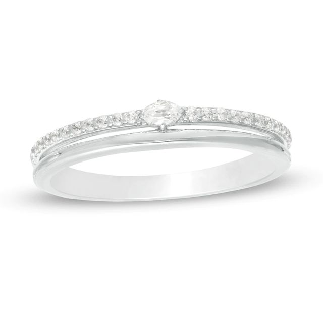 0.18 CT. T.W. Oval Diamond Double Row Anniversary Band in 14K White Gold