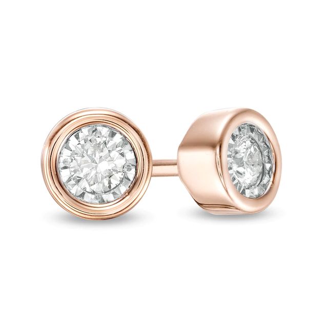 0.10 CT. T.W. Diamond Solitaire Stud Earrings in 10K Rose Gold|Peoples Jewellers