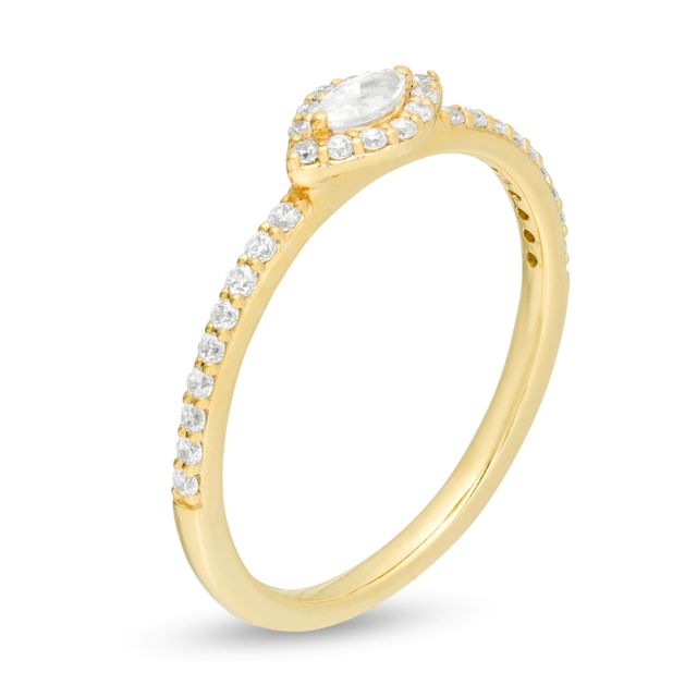 0.23 CT. T.W. Marquise Diamond Sideways Frame Engagement Ring in 10K Gold