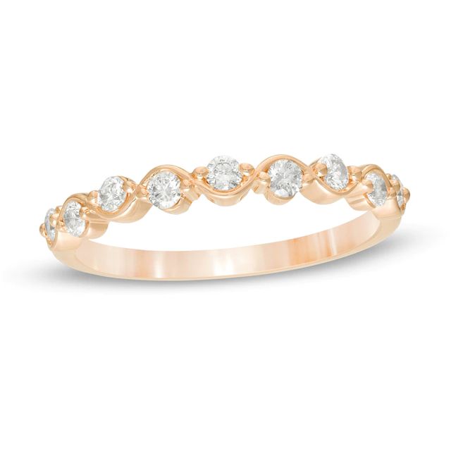 0.30 CT. T.W. Diamond Wavy Ribbon Wedding Band in 10K Rose Gold|Peoples Jewellers