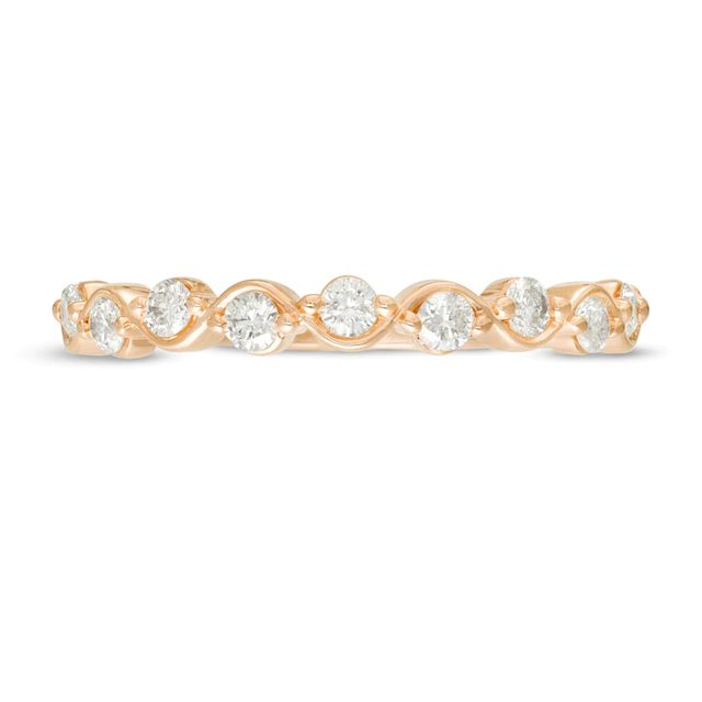 0.30 CT. T.W. Diamond Wavy Ribbon Wedding Band in 10K Rose Gold|Peoples Jewellers