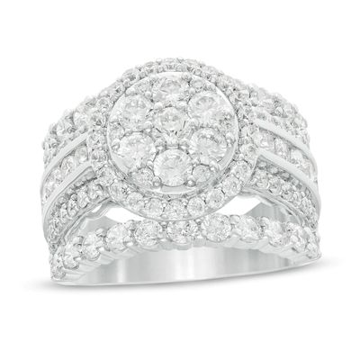 3.00 CT. T.W. Composite Diamond Frame Multi-Row Split Shank Engagement Ring in 10K White Gold|Peoples Jewellers