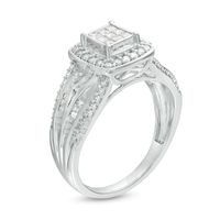 0.50 CT. T.W. Princess-Cut Composite Diamond Frame Multi-Row Vintage-Style Engagement Ring in 10K White Gold|Peoples Jewellers