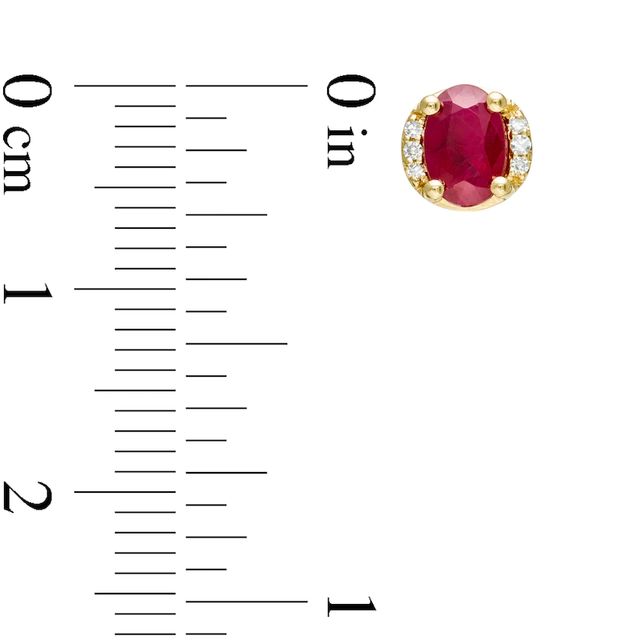Oval Ruby and 0.04 CT. T.W. Diamond Collar Stud Earrings in 10K Gold|Peoples Jewellers