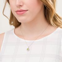 6.5mm Peridot and Lab-Created White Sapphire Double Frame Pendant in Sterling Silver|Peoples Jewellers