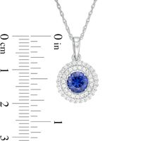 6.5mm Lab-Created White Sapphire Double Frame Pendant in Sterling Silver|Peoples Jewellers