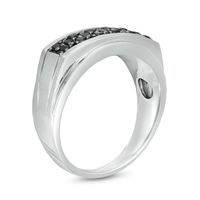 Men's 0.45 CT. T.W. Black Diamond Zig-Zag Anniversary Band in Sterling Silver|Peoples Jewellers