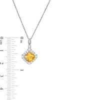 Cushion-Cut Citrine and Lab-Created White Sapphire Frame Pendant and Drop Earrings Set in Sterling Silver|Peoples Jewellers