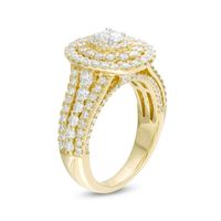 1.95 CT. T.W. Oval Diamond Triple Frame Multi-Row Engagement Ring in 10K Gold|Peoples Jewellers