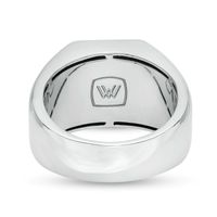 Vera Wang Men 0.18 CT. T.W. Black Diamond "V" Bevelled Edge Signet Ring in Sterling Silver|Peoples Jewellers