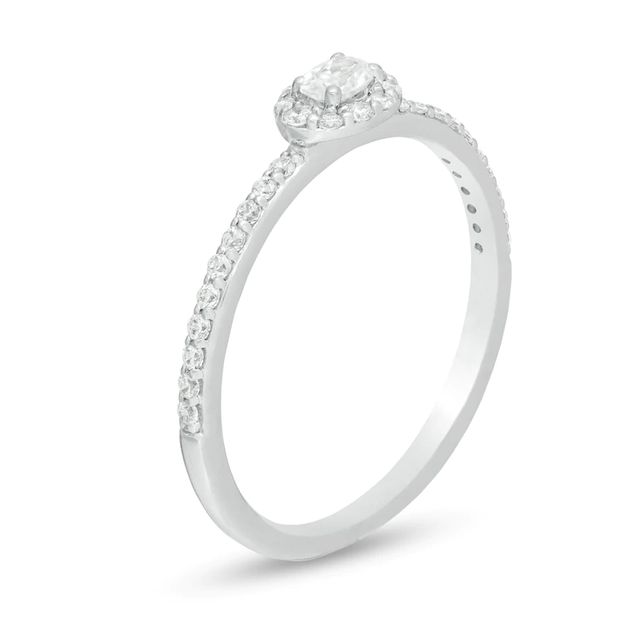 0.23 CT. T.W. Oval Diamond Sideways Frame Engagement Ring in 10K White Gold|Peoples Jewellers