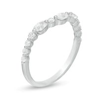 0.45 CT. T.W. Oval Diamond Alternating Contour Anniversary Band in 14K White Gold|Peoples Jewellers