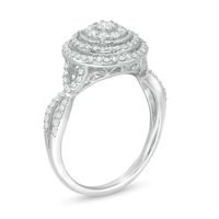 0.50 CT. T.W. Diamond Double Frame Twist Shank Engagement Ring in 10K White Gold|Peoples Jewellers