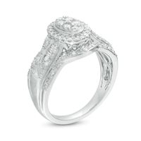 0.50 CT. T.W. Composite Diamond Oval Frame Multi-Row Vintage-Style Engagement Ring in 10K White Gold|Peoples Jewellers