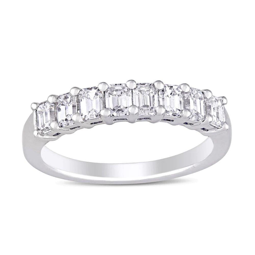 0.95 CT. T.W. Emerald-Cut Diamond Eight Stone Anniversary Band in 14K White Gold (H/VS2)|Peoples Jewellers