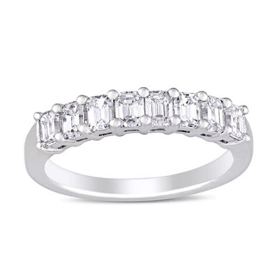 0.95 CT. T.W. Emerald-Cut Diamond Eight Stone Anniversary Band in 14K White Gold (H/VS2)|Peoples Jewellers