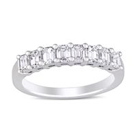 0.95 CT. T.W. Emerald-Cut Diamond Eight Stone Anniversary Band in 14K White Gold (H/VS2)|Peoples Jewellers