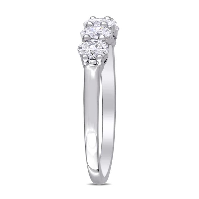 0.95 CT. T.W. Oval Diamond Five Stone Anniversary Band in 14K White Gold (H/VS2)|Peoples Jewellers