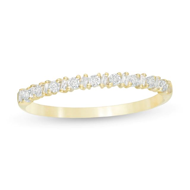 0.065 CT. T.W. Baguette and Round Diamond Alternating Anniversary Band in 10K Gold|Peoples Jewellers